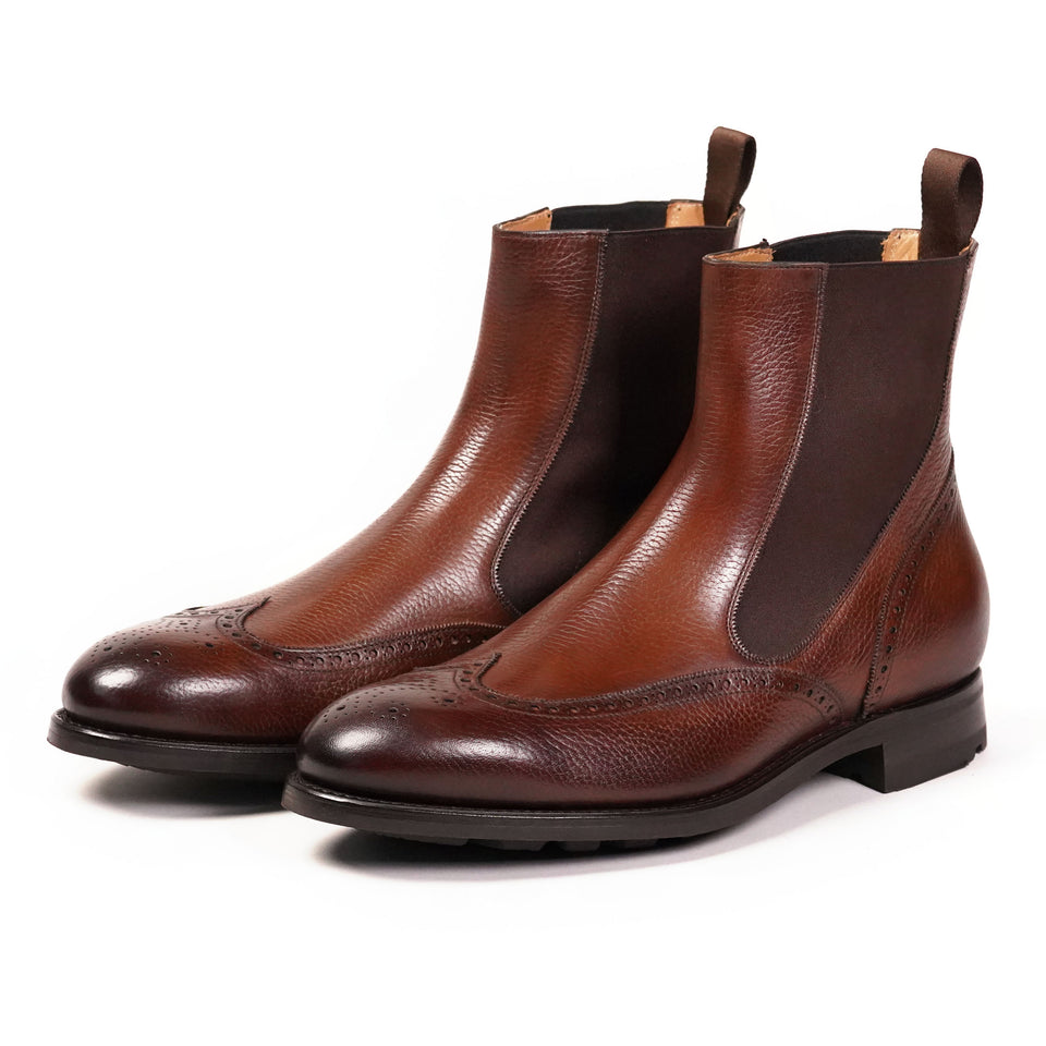 Carlos Santos Elastic-sided Brogue Boots - Camden Connaught Luxury Shoes