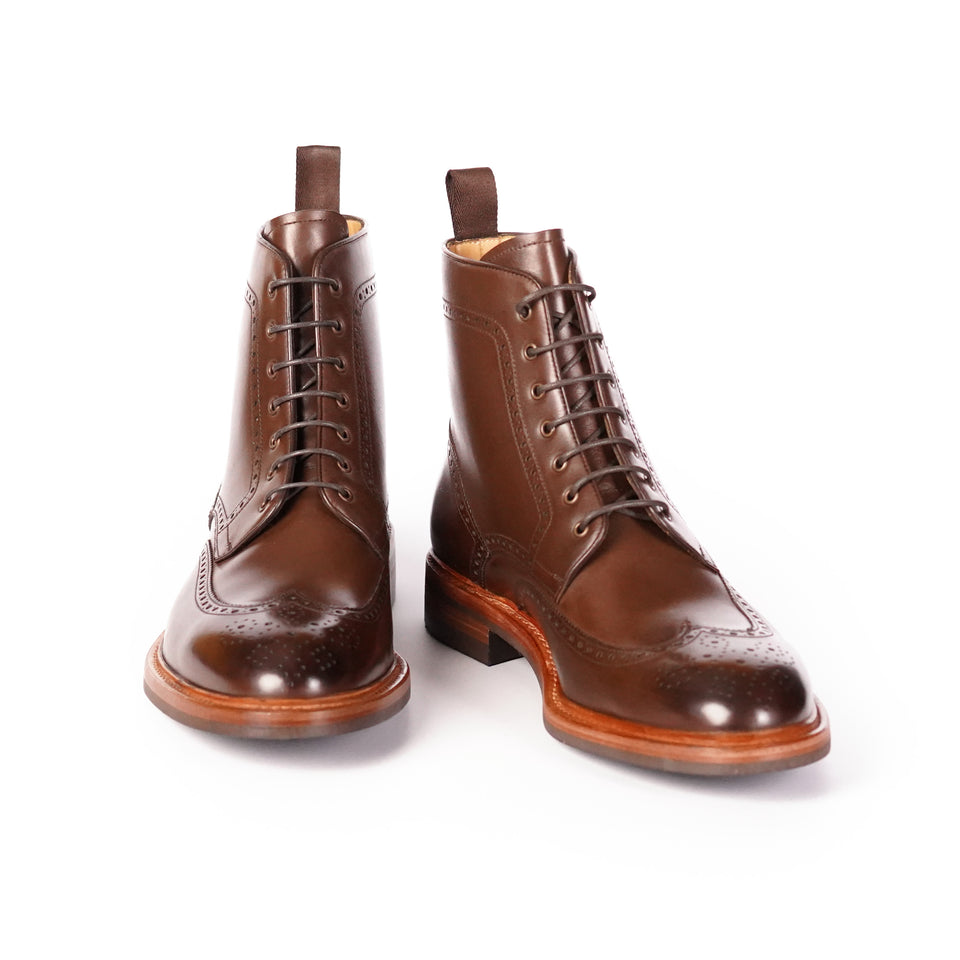Carlos Santos Brogue Boots (Tanned Brown) - Camden Connaught Luxury Shoes