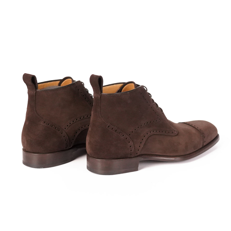 Carlos Santos Ankle Boots (Dark Brown Suede) - Camden Connaught Luxury Shoes