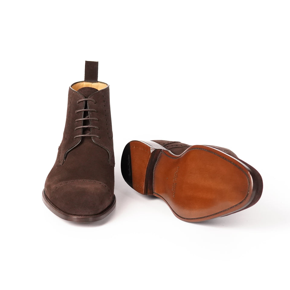 Carlos Santos Ankle Boots (Dark Brown Suede) - Camden Connaught Luxury Shoes