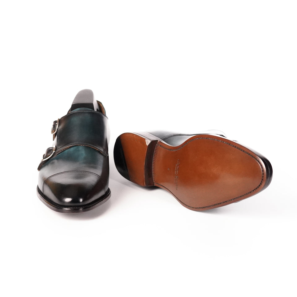 Carlos Santos Double Monk Strap (Petro Shadow) - Camden Connaught Luxury Shoes
