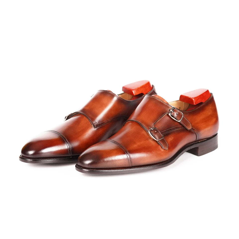 Carlos Santos Double Monk Strap (Wine Shadow) - Camden Connaught Luxury Shoes