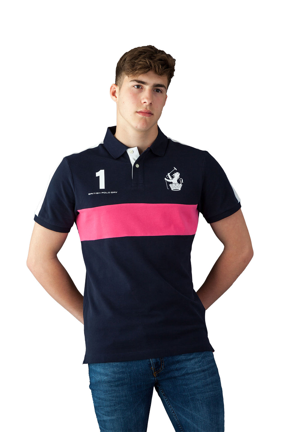 Hackett - British Polo Day Navy And Pink Polo Shirt - Camden Connaught